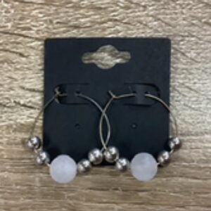 Earrings-Medium Gem Hoops rose Quartz