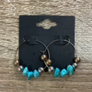 Earrings-Medium Gem Hoops turquoise