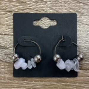 Earrings-Small Gem Hoops rose quartz