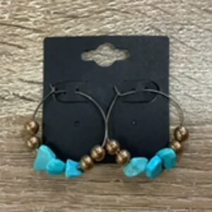 Earrings-Medium Gem Hoops turquoise