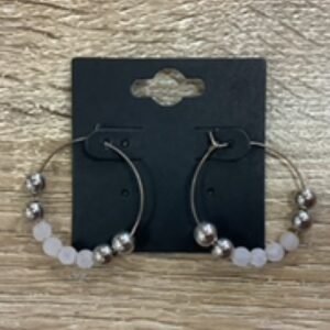 Earrings-Medium Gem Hoops rose quartz