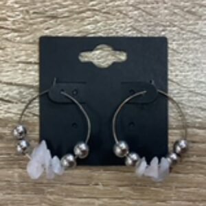Earrings-Medium Gem Hoops rose quartz