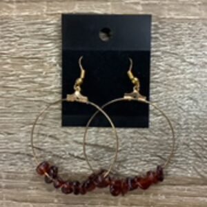 Earrings-Stone Hoop Lg garnet