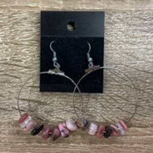Earrings-Stone Hoop Lg rhodonite