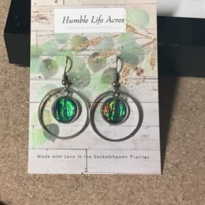 Green iridescent hoop earrings
